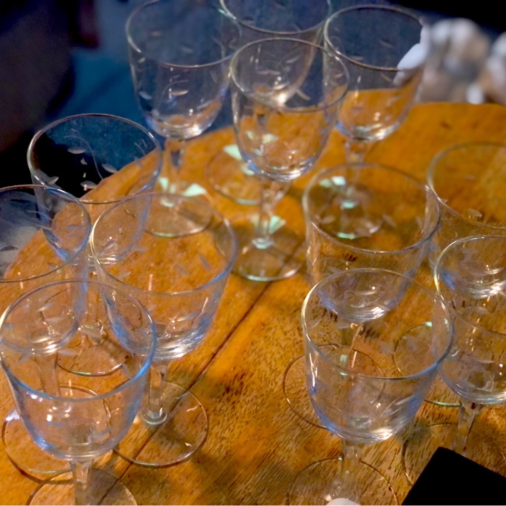 Crystal glass goblets, 3 set of 4,each set at $25 /or all 12 for $60